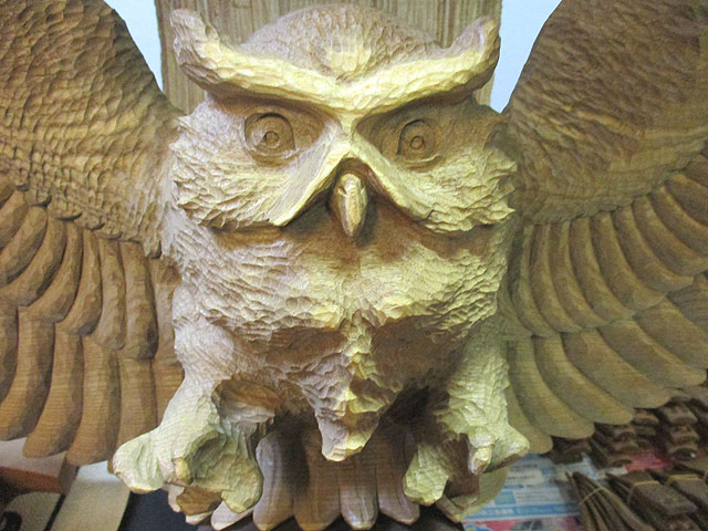 エゾシマフクロウ翔き 特大 [トミヤ郷土民芸]